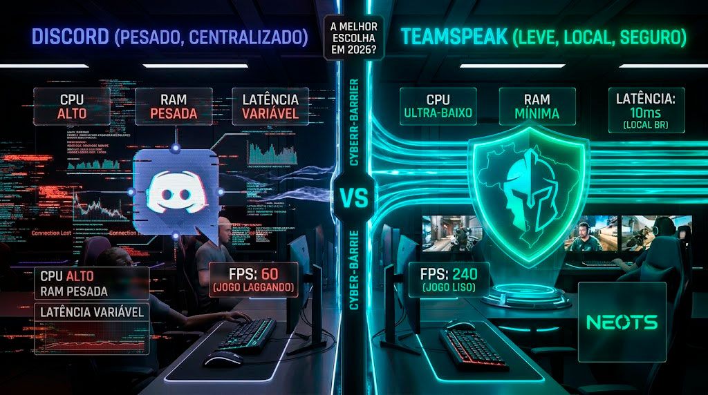 Comparativo técnico de performance TeamSpeak vs Discord para eSports
